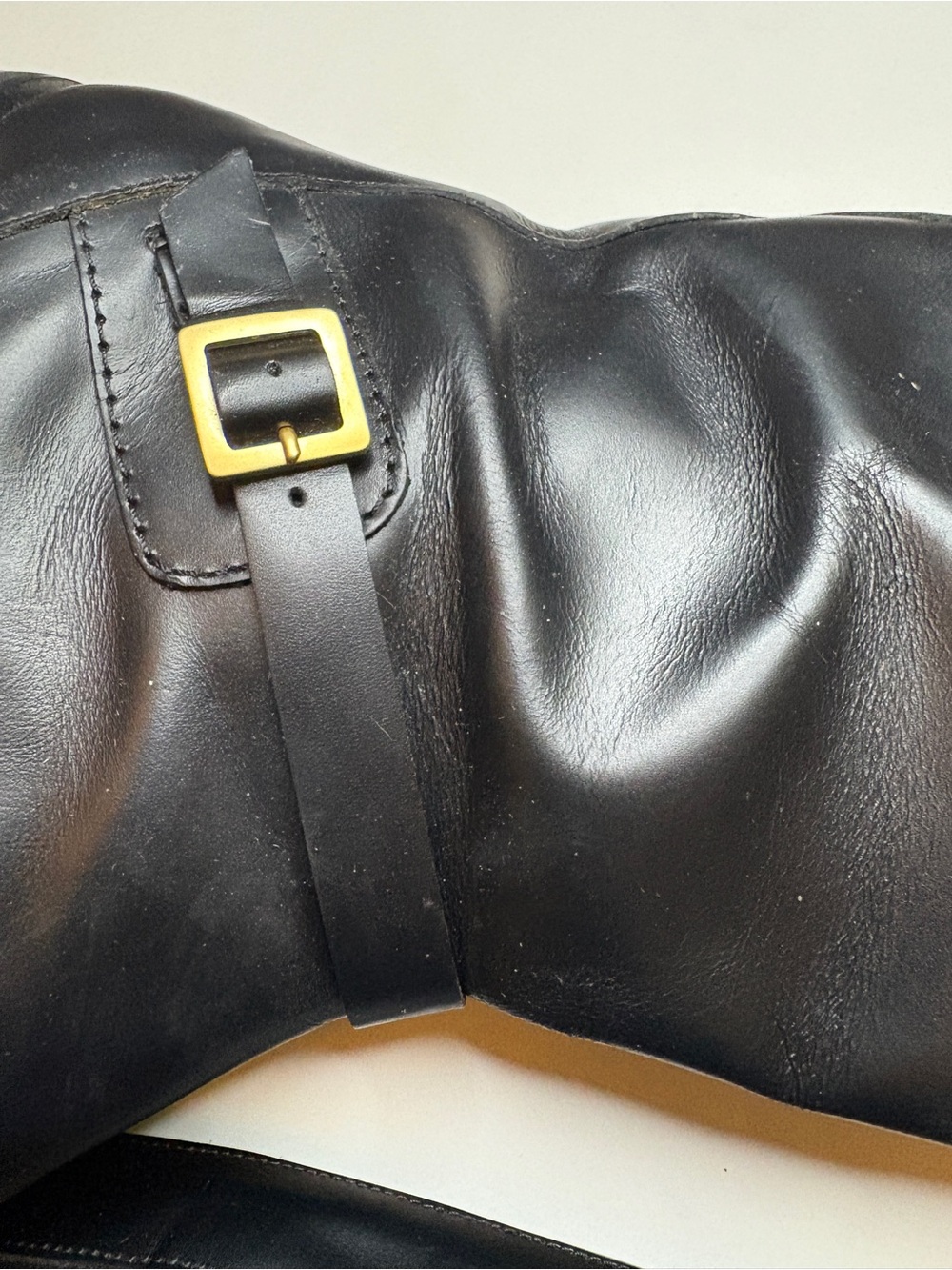COLE HAAN Gratia black leather round toe riding crafted in Italy heeled boot - Picture 7 of 14